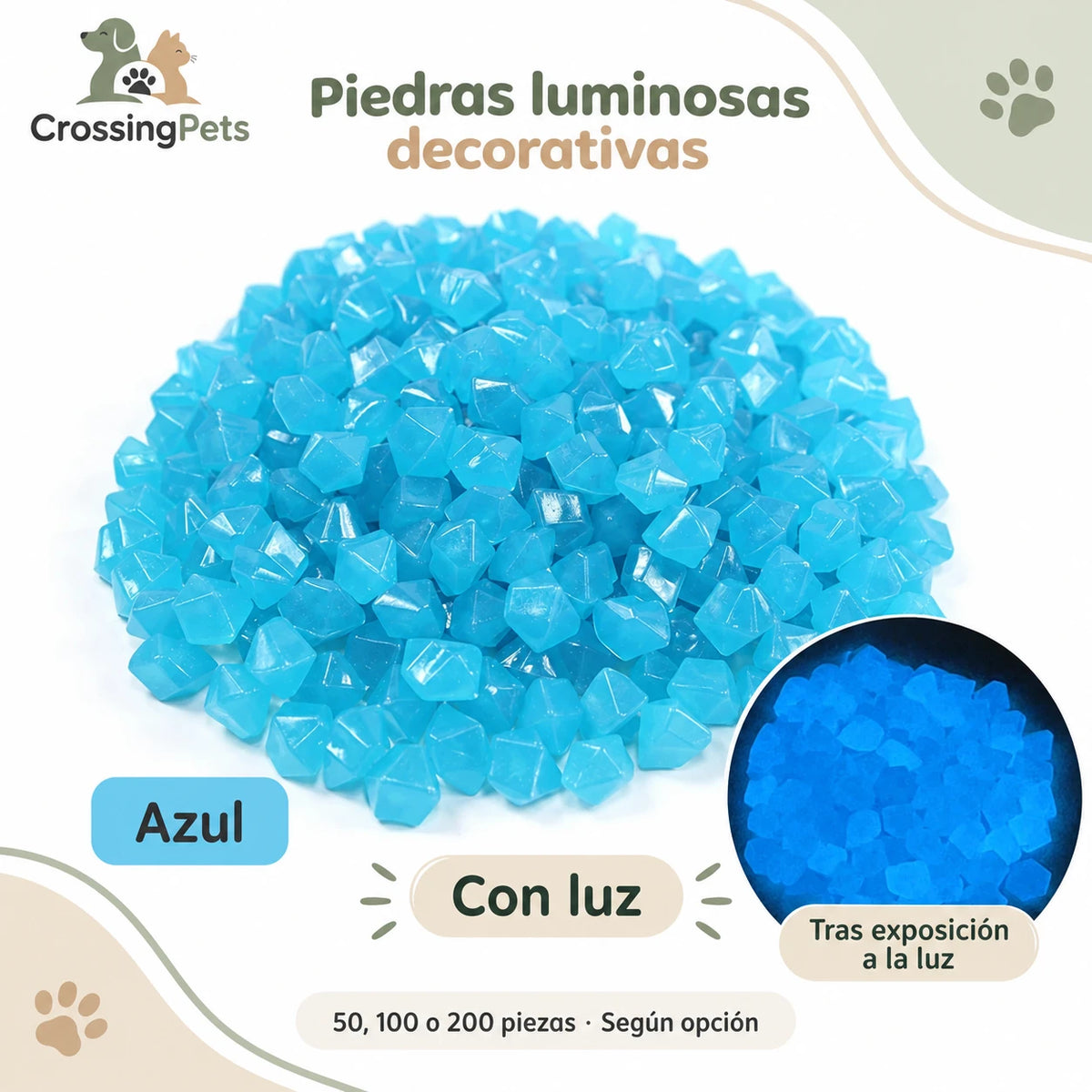 Piedras luminosas decorativas · 50, 100 o 200 piezas — CrossingPets · imagen 1