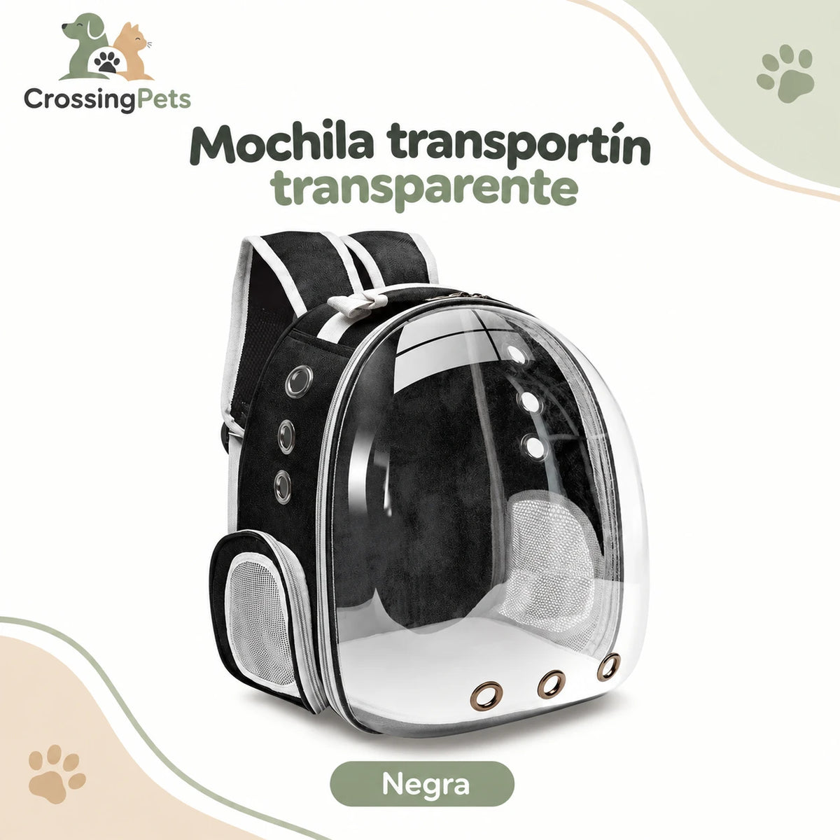 Mochila transportín con frontal transparente — CrossingPets · imagen 4