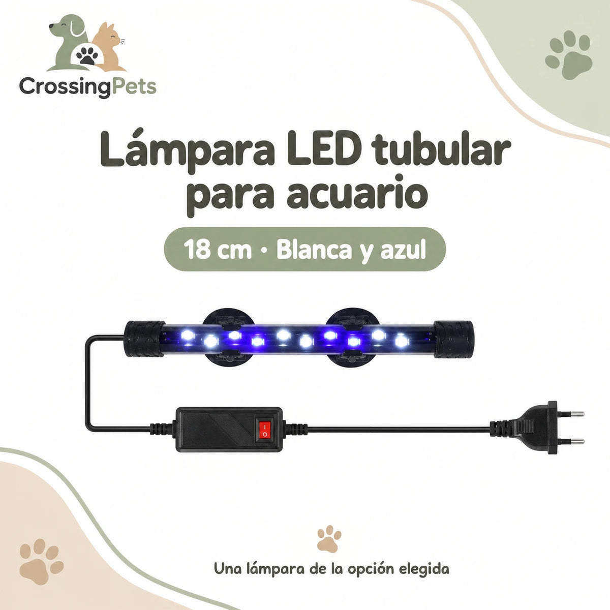 Lámpara LED tubular para acuario con ventosas · de 18 a 58 cm — CrossingPets · imagen 2