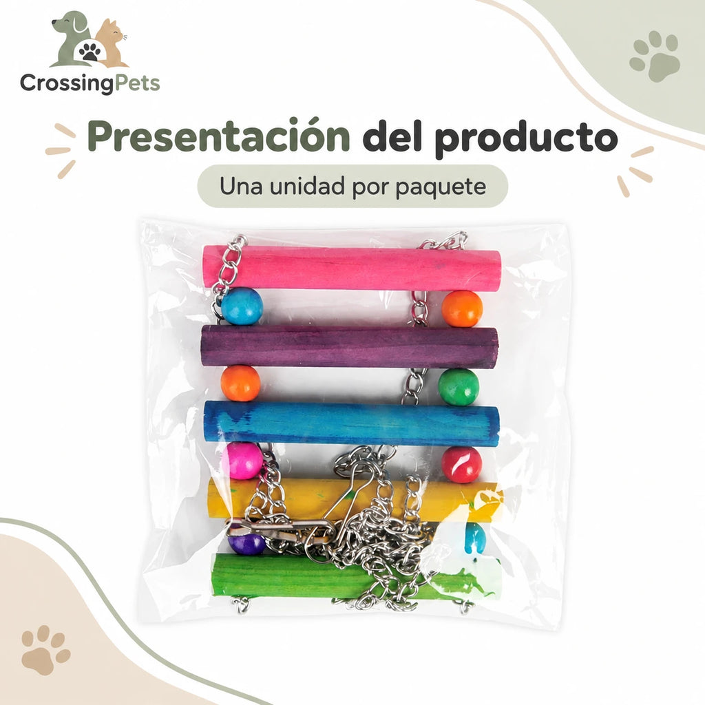 Columpio de madera con cuentas y cadenas para aves — CrossingPets · imagen 6