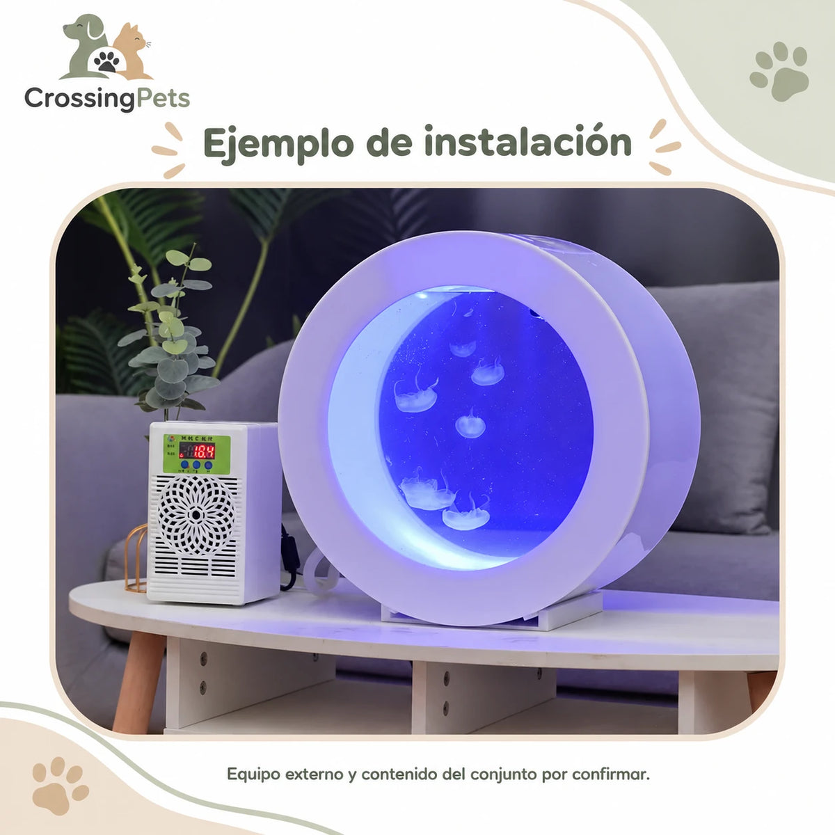 Acuario circular de sobremesa con iluminación LED — CrossingPets · imagen 2