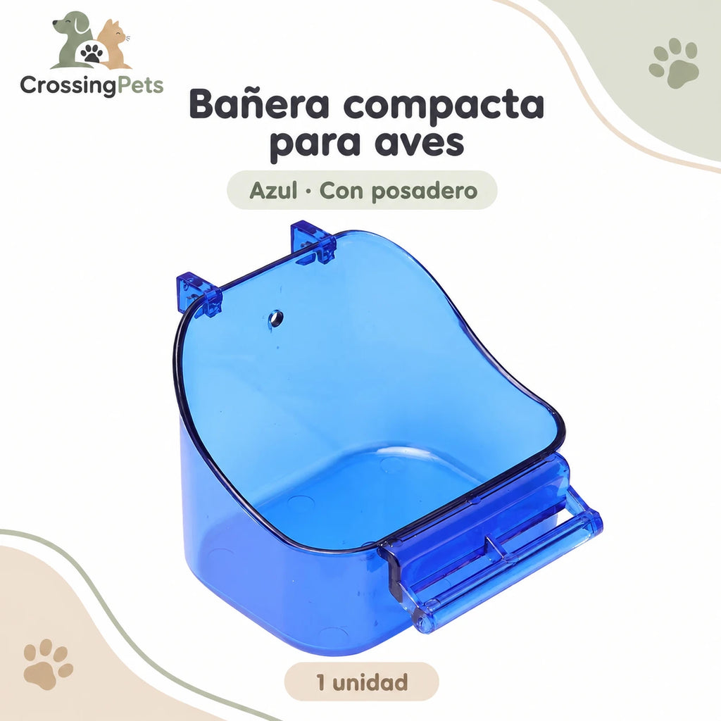 Bañera compacta con posadero para aves — CrossingPets · imagen 1