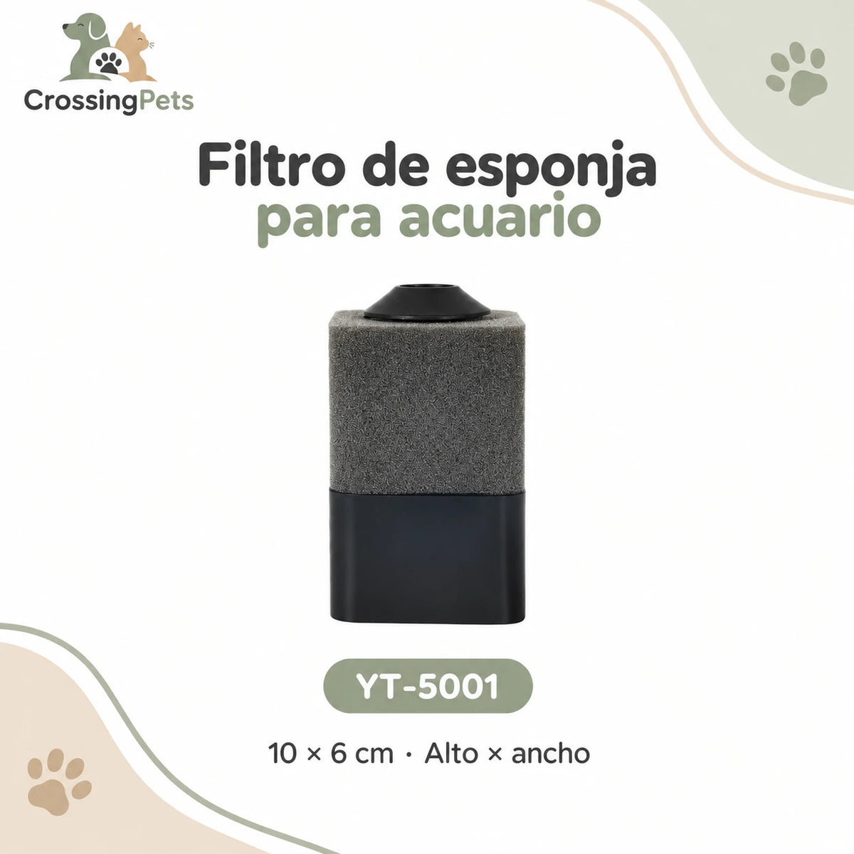 Filtro de esponja para acuario con base de material filtrante — CrossingPets · imagen 1