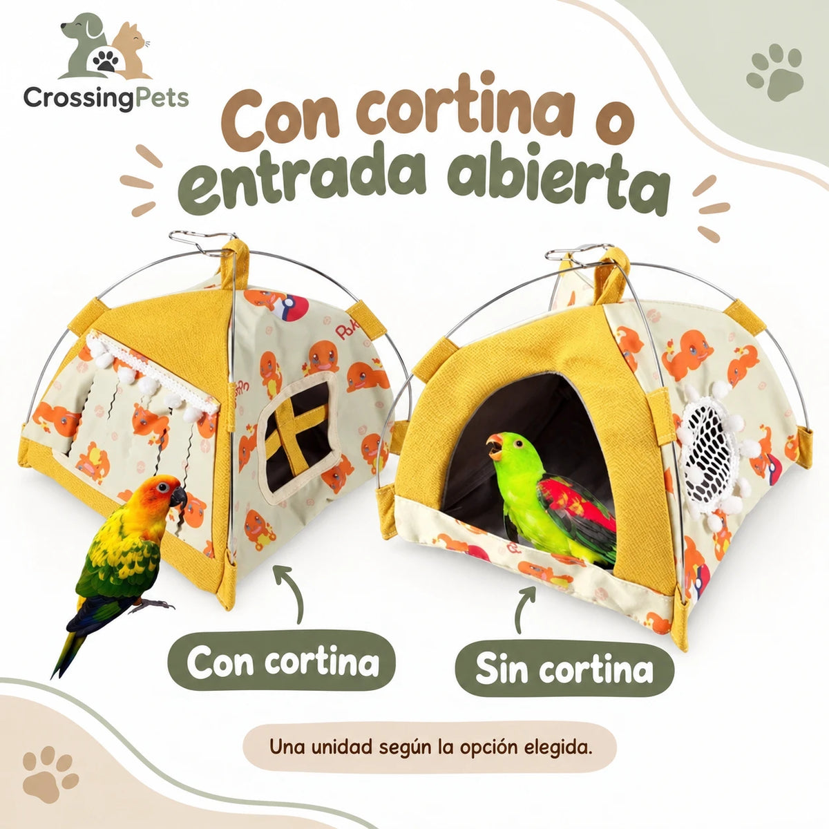 Refugio de tela para aves con opciones de cortina — CrossingPets · imagen 5