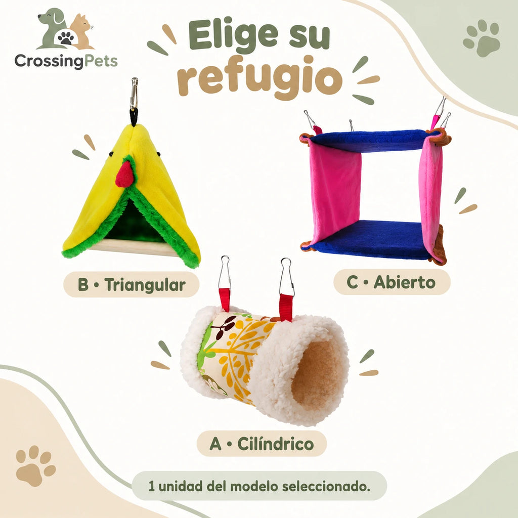 Refugios colgantes de tela para aves — CrossingPets · imagen 4