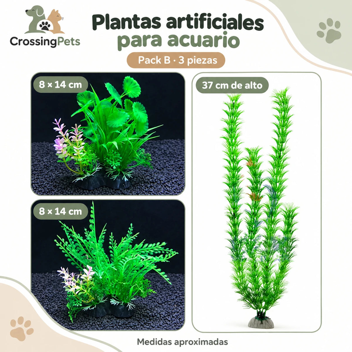 Plantas artificiales para acuario · Modelos sueltos y packs — CrossingPets · imagen 2