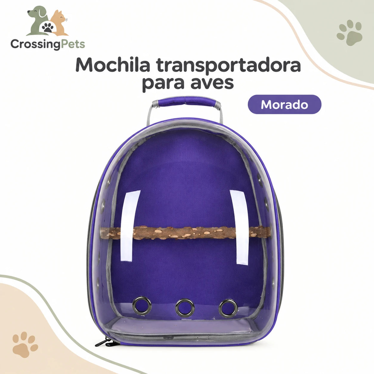 Mochila transportadora transparente para aves — CrossingPets · imagen 2