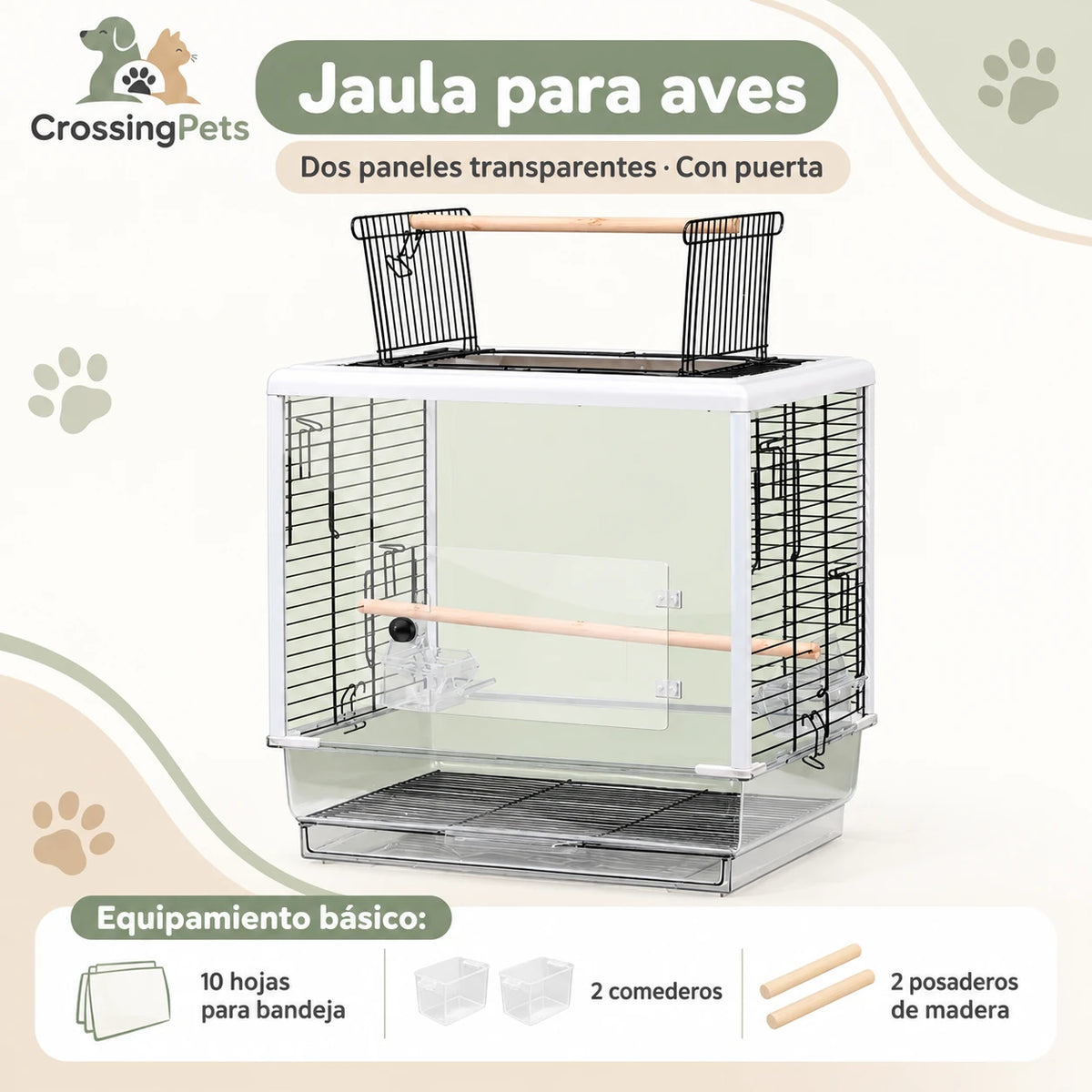 Jaula para aves con apertura superior y bandeja extraíble — CrossingPets · imagen 11