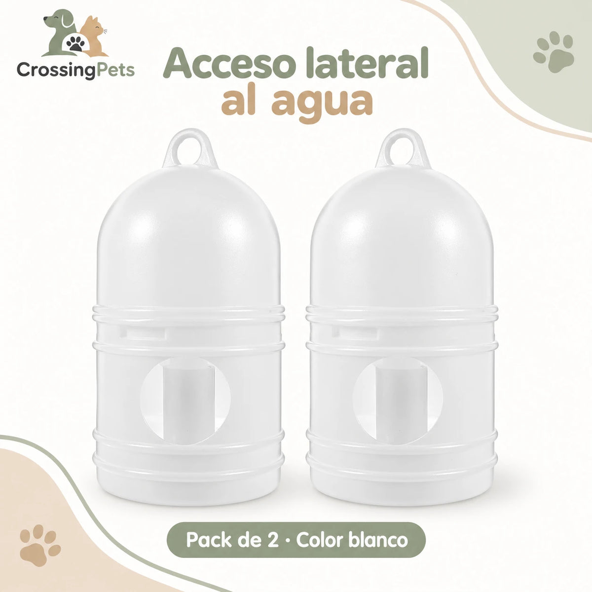 Pack de 2 bebederos blancos para aves de 1 L — CrossingPets · imagen 2