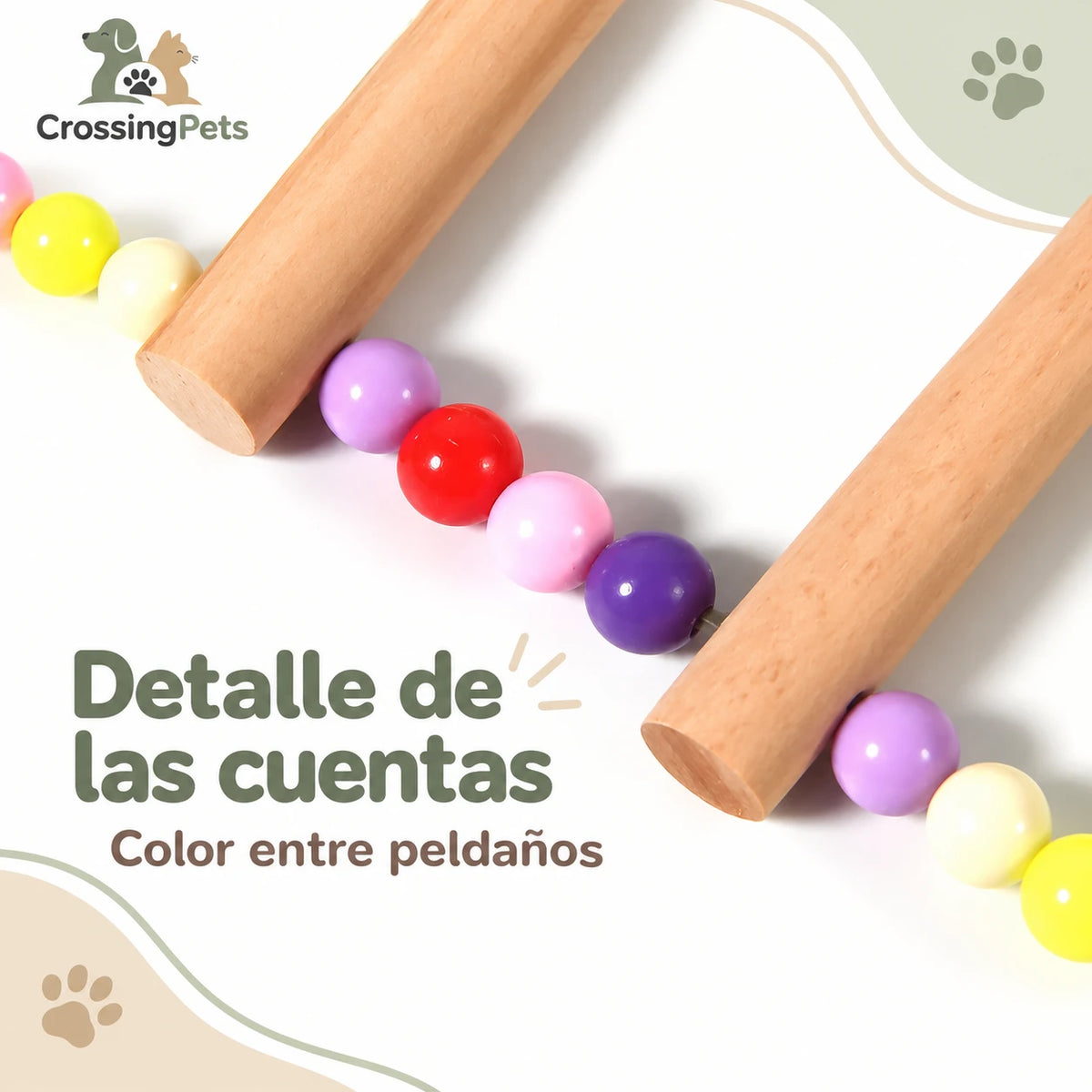 Escalera de madera con cuentas de colores para aves — CrossingPets · imagen 9