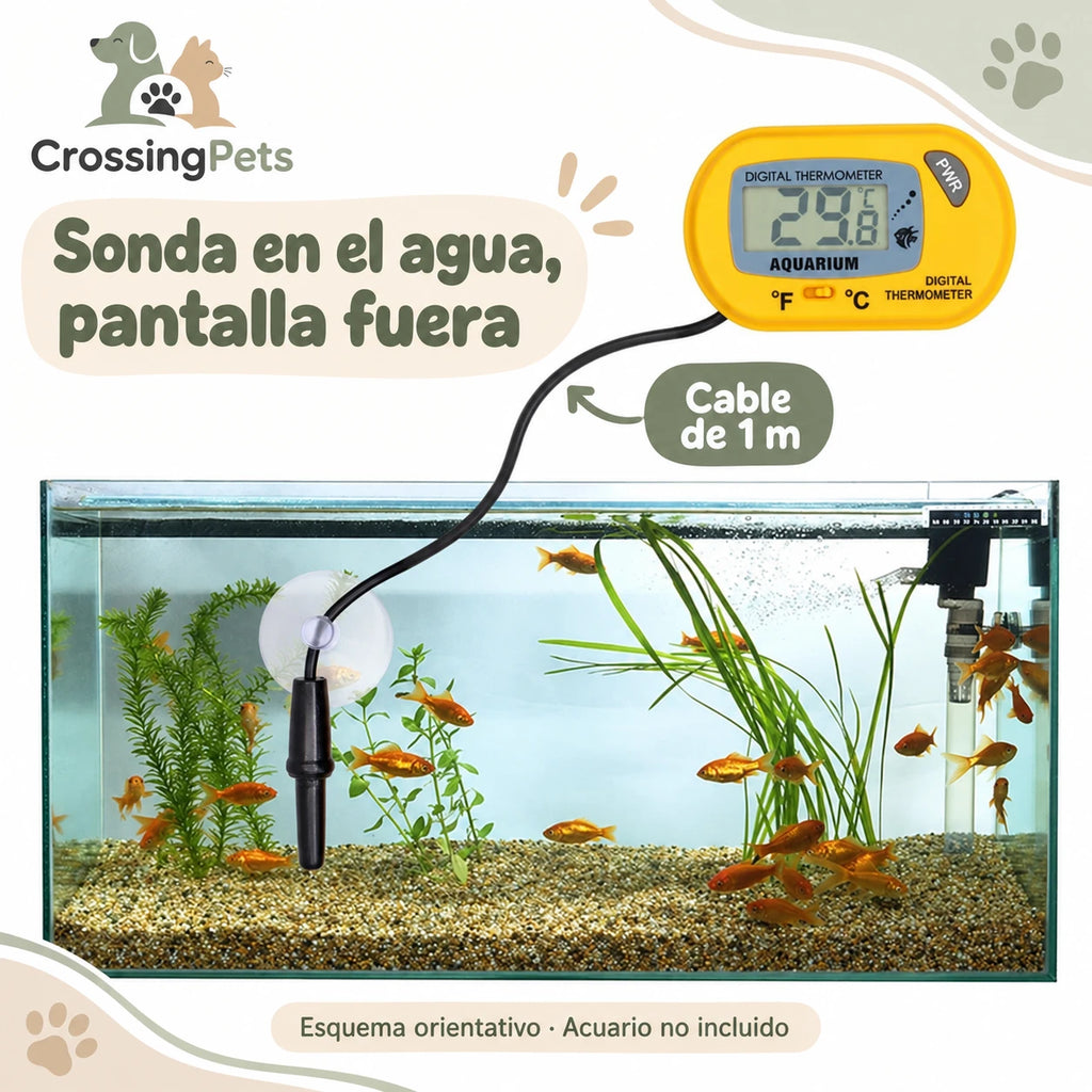 Termómetro digital para acuario con sonda y cable de 1 m — CrossingPets · imagen 8