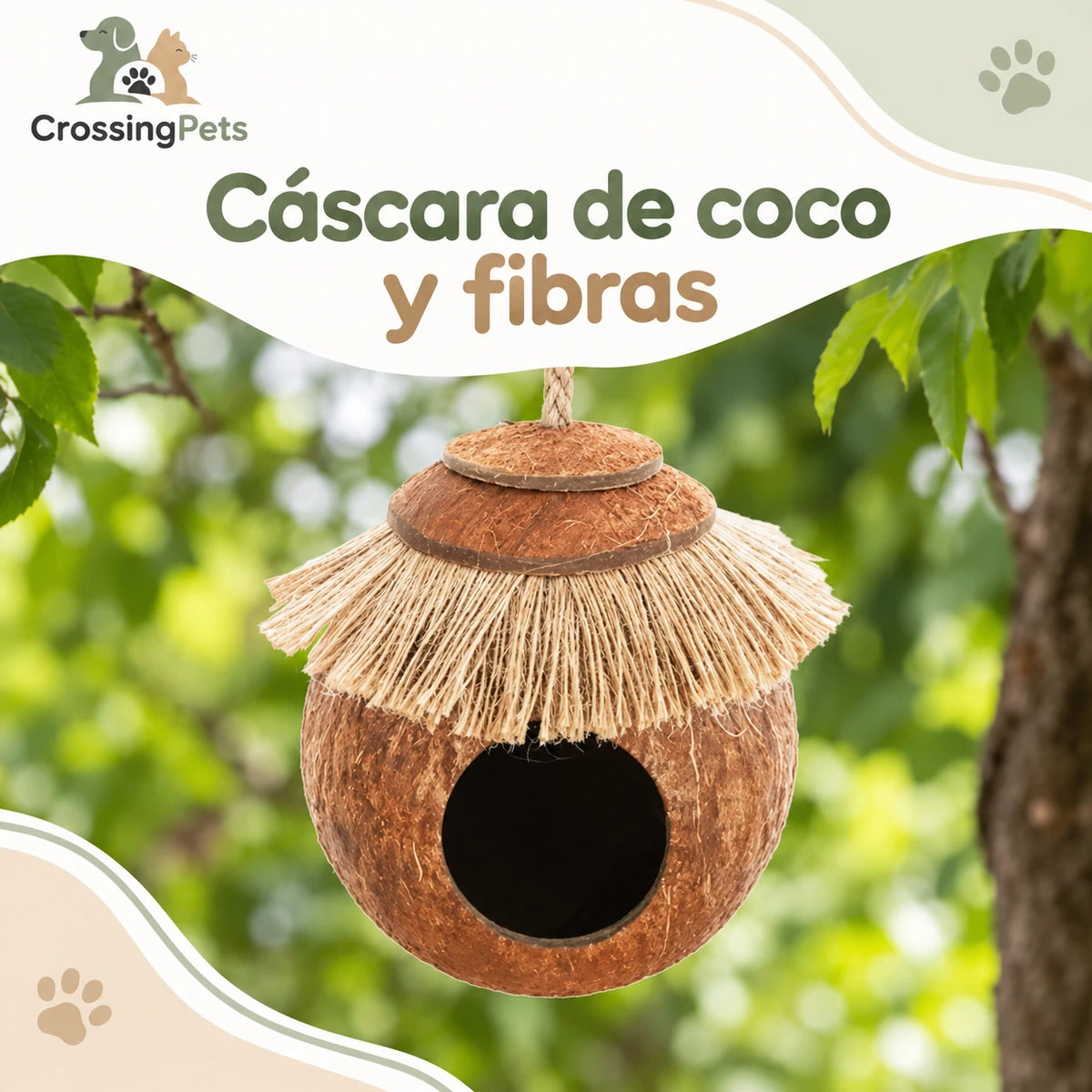 Nido de cáscara de coco con cubierta de fibras — CrossingPets · imagen 3