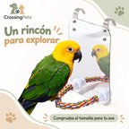 Espejo para aves con posadero de cuerda multicolor — CrossingPets · imagen 5