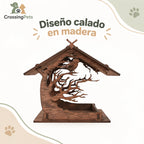 Comedero de madera para jardín con diseño calado — CrossingPets · imagen 2