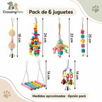 Juguetes colgantes para aves: pack y modelos individuales — CrossingPets · imagen 1