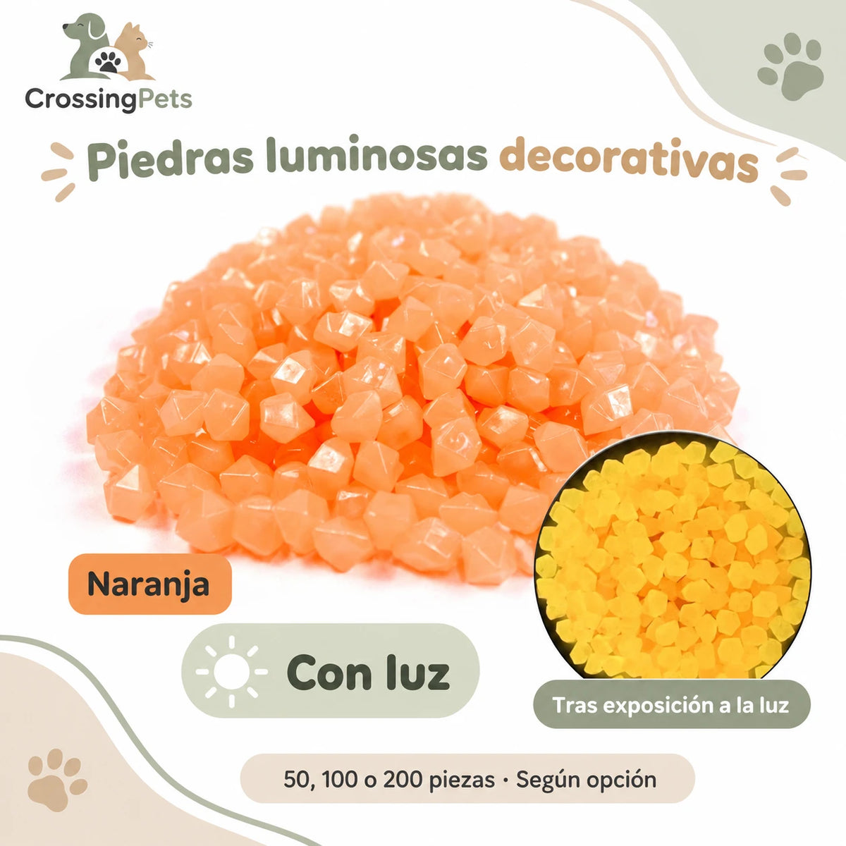 Piedras luminosas decorativas · 50, 100 o 200 piezas — CrossingPets · imagen 3