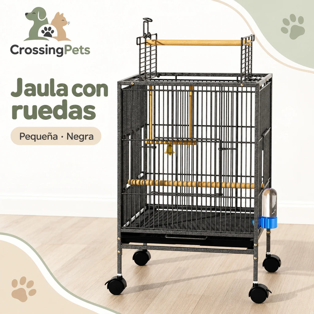 Jaula para aves con ruedas y posadero superior — CrossingPets · imagen 1