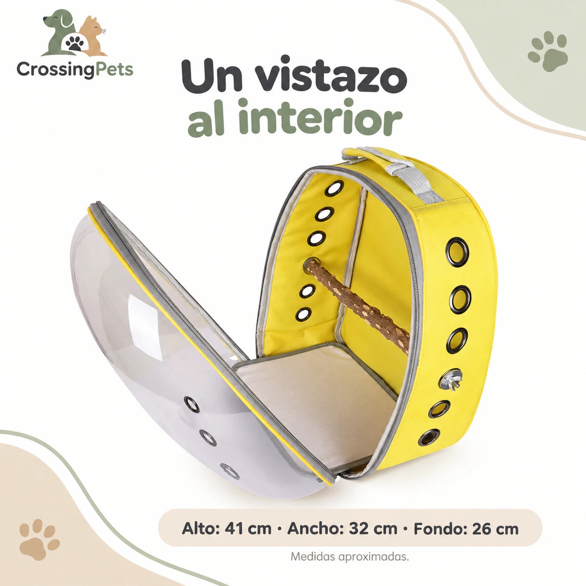 Mochila transportadora transparente para aves — CrossingPets · imagen 14