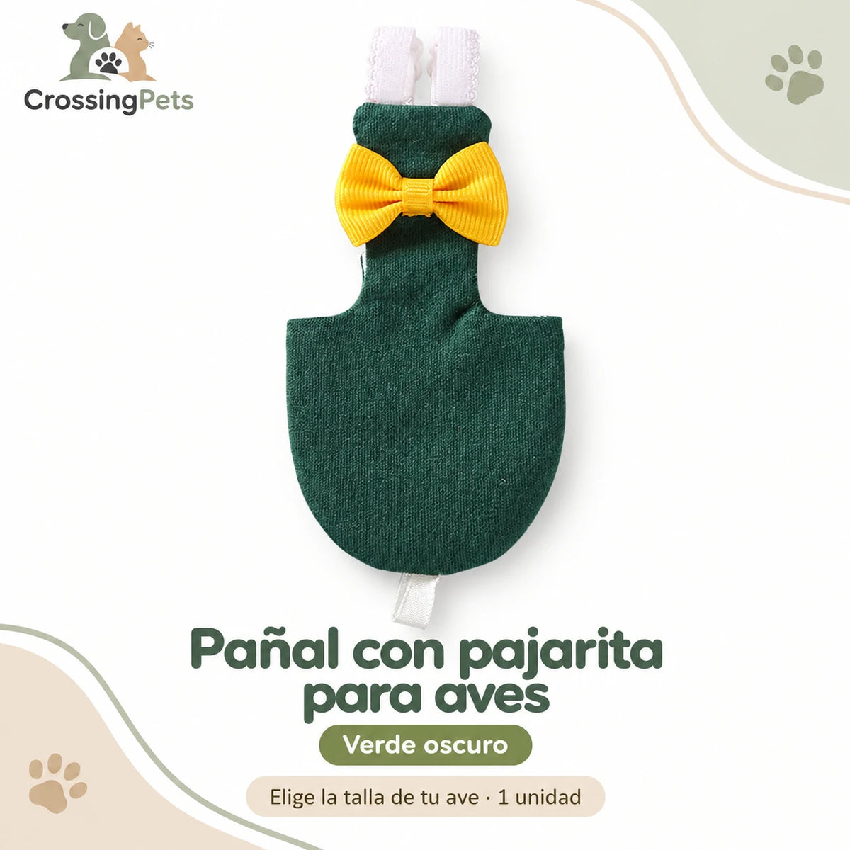 Pañal de tela con pajarita para aves — CrossingPets · imagen 2
