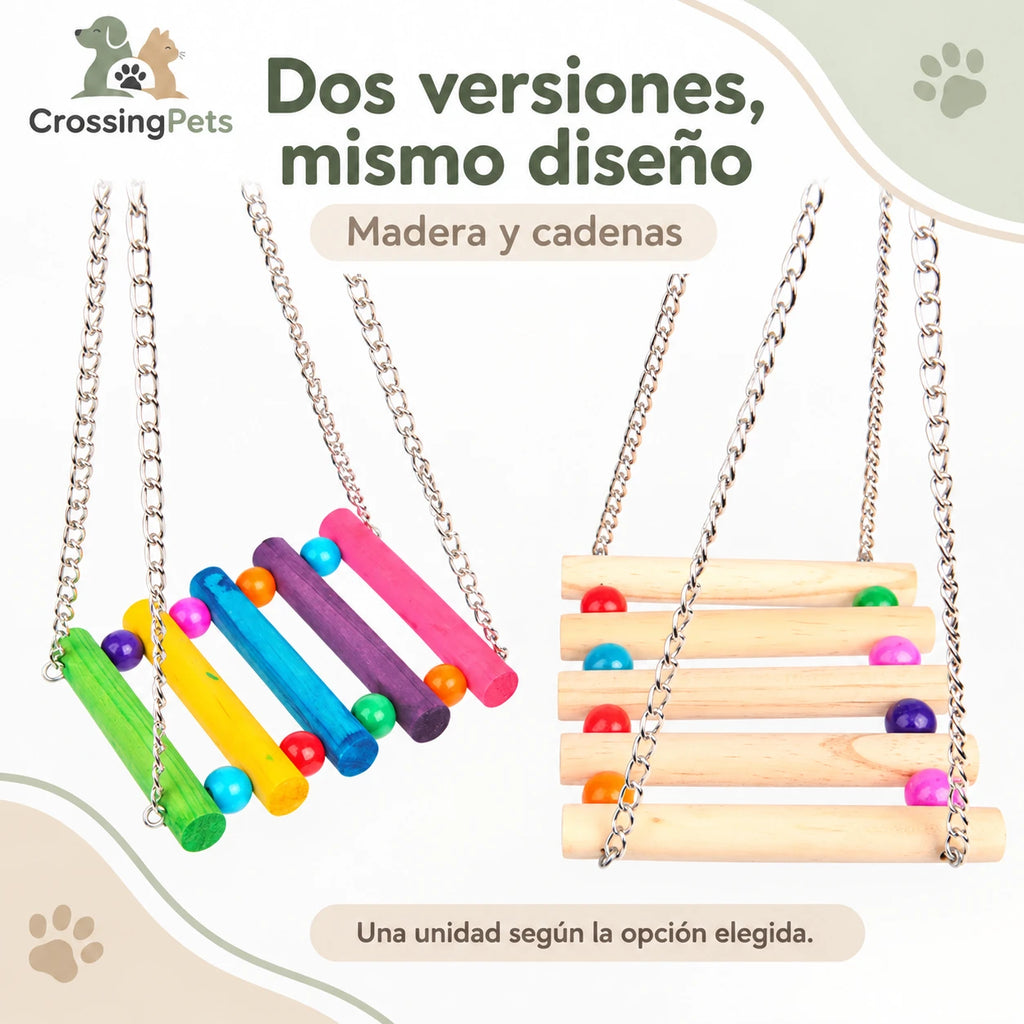 Columpio de madera con cuentas y cadenas para aves — CrossingPets · imagen 7