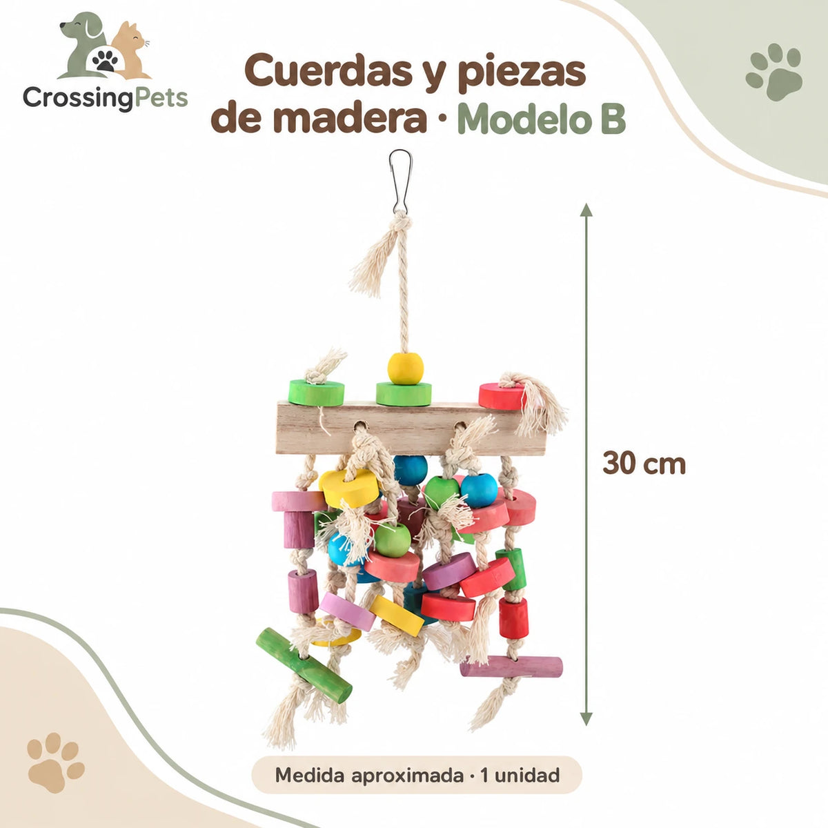 Juguetes colgantes para aves: pack y modelos individuales — CrossingPets · imagen 5