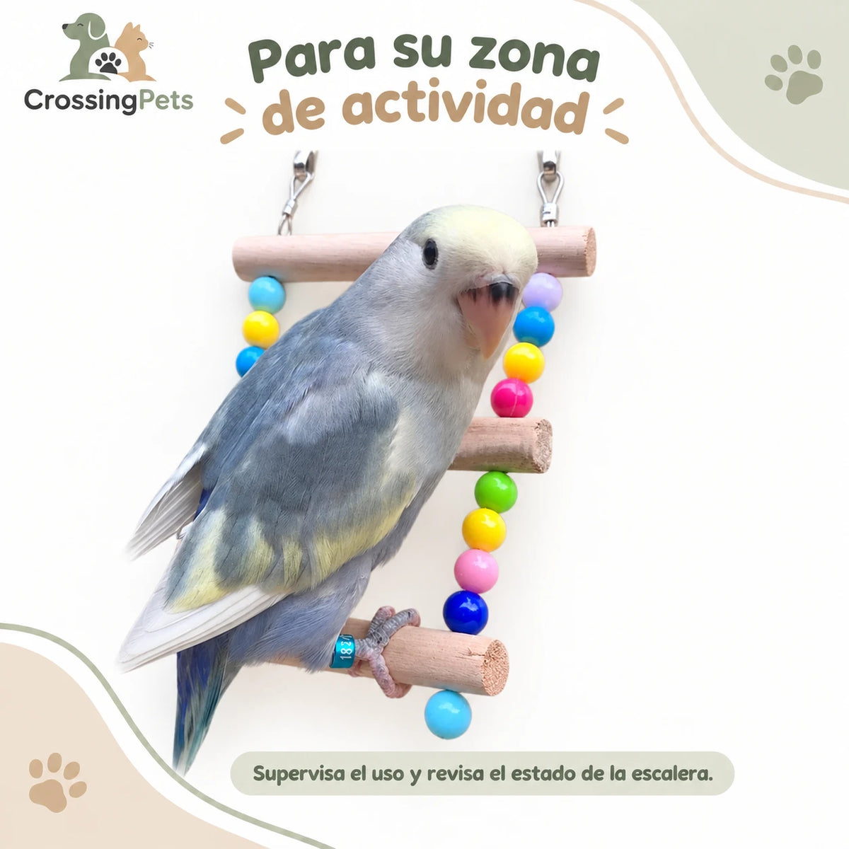 Escalera de madera con cuentas de colores para aves — CrossingPets · imagen 11