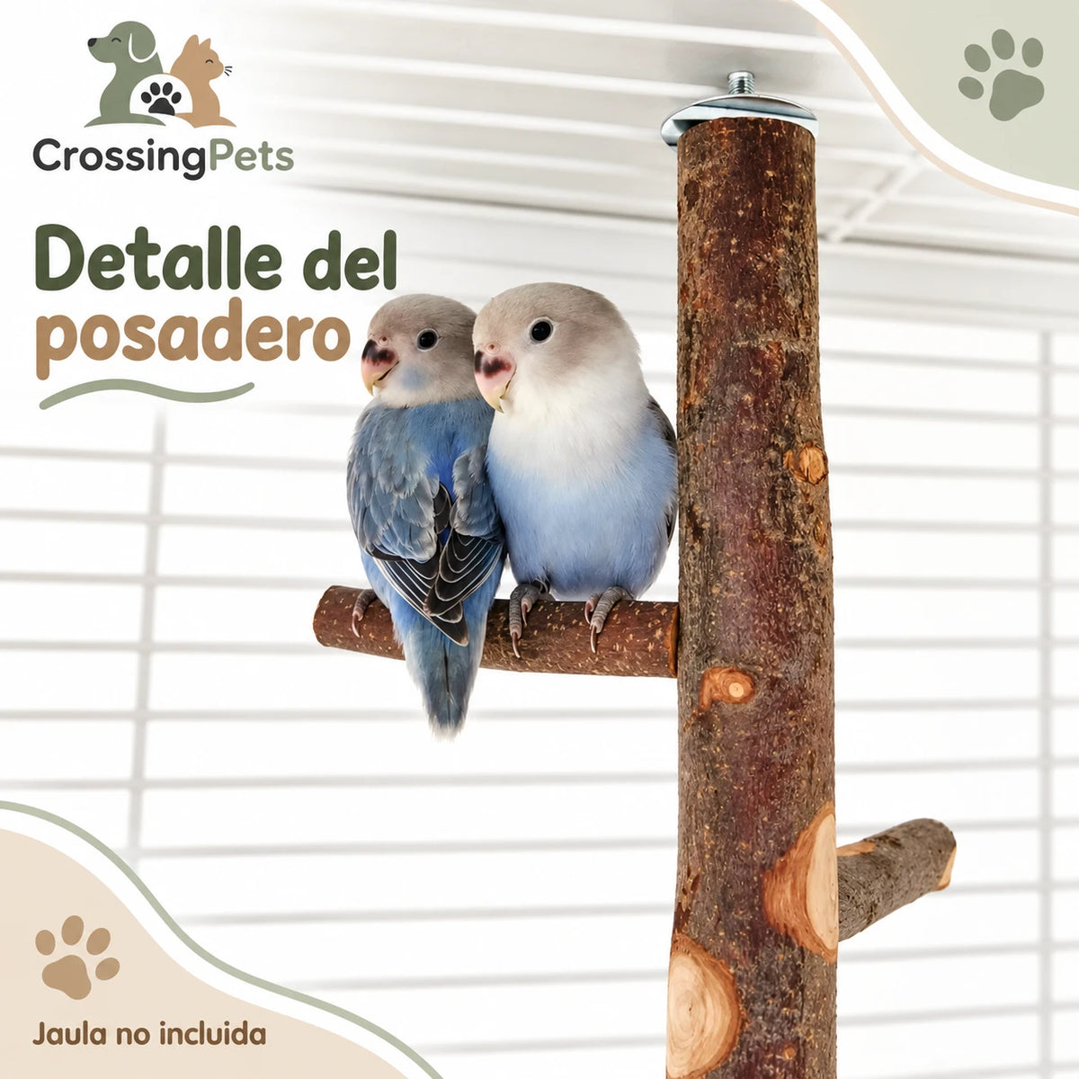 Posadero de madera de manzano con cuatro ramas para aves — CrossingPets · imagen 4