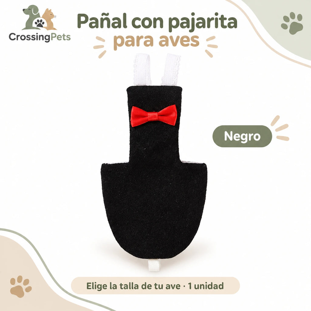 Pañal de tela con pajarita para aves — CrossingPets · imagen 1