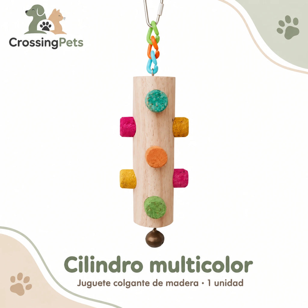 Juguete colgante de madera con piezas texturizadas para aves — CrossingPets · imagen 11