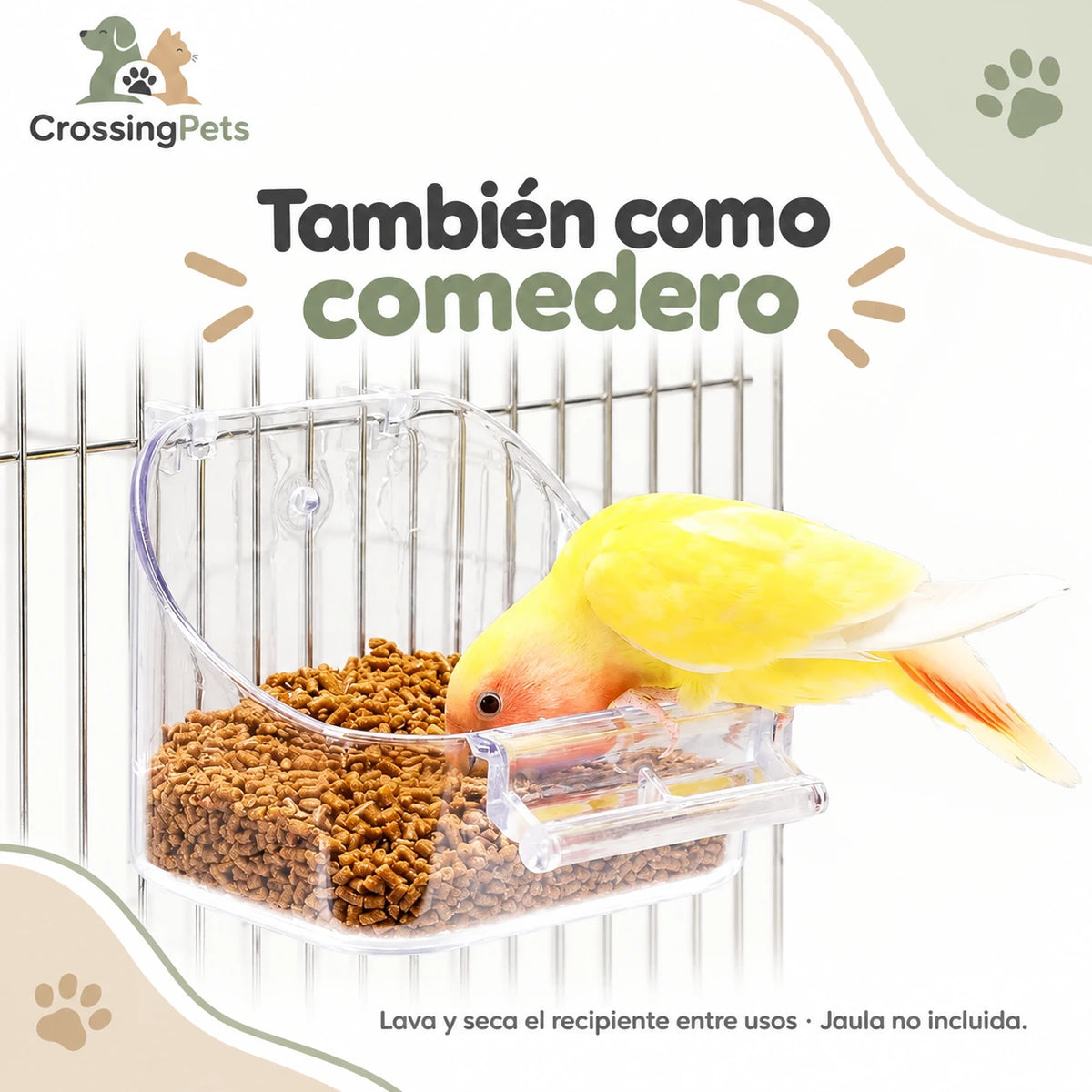 Bañera compacta con posadero para aves — CrossingPets · imagen 4