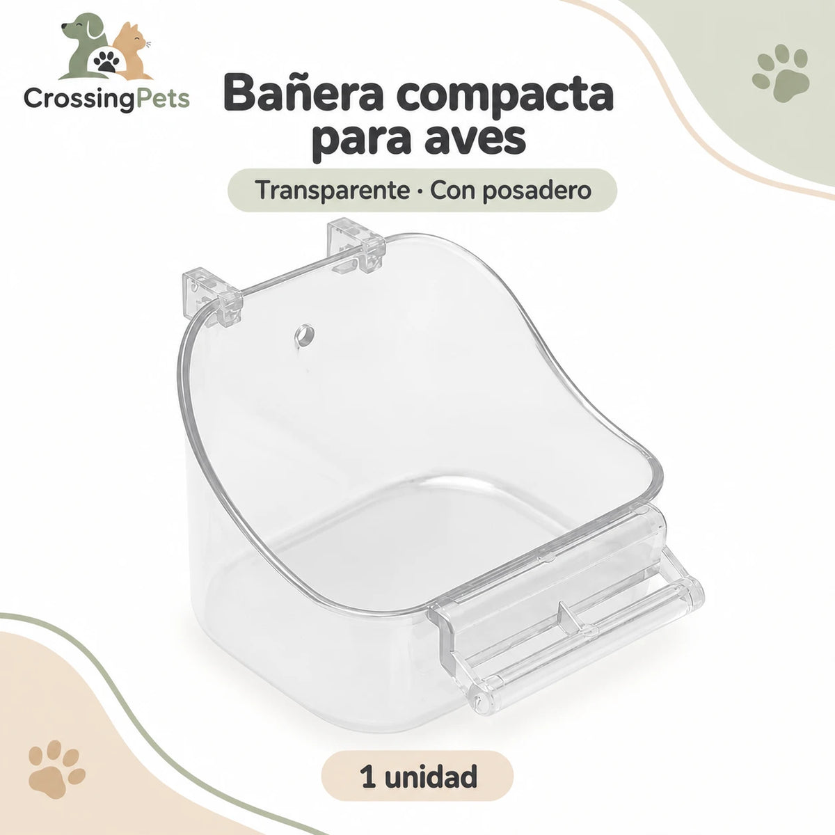 Bañera compacta con posadero para aves — CrossingPets · imagen 2