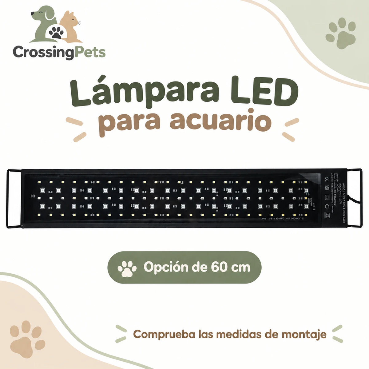 Lámpara LED para acuario con pantalla y soportes extensibles — CrossingPets · imagen 3