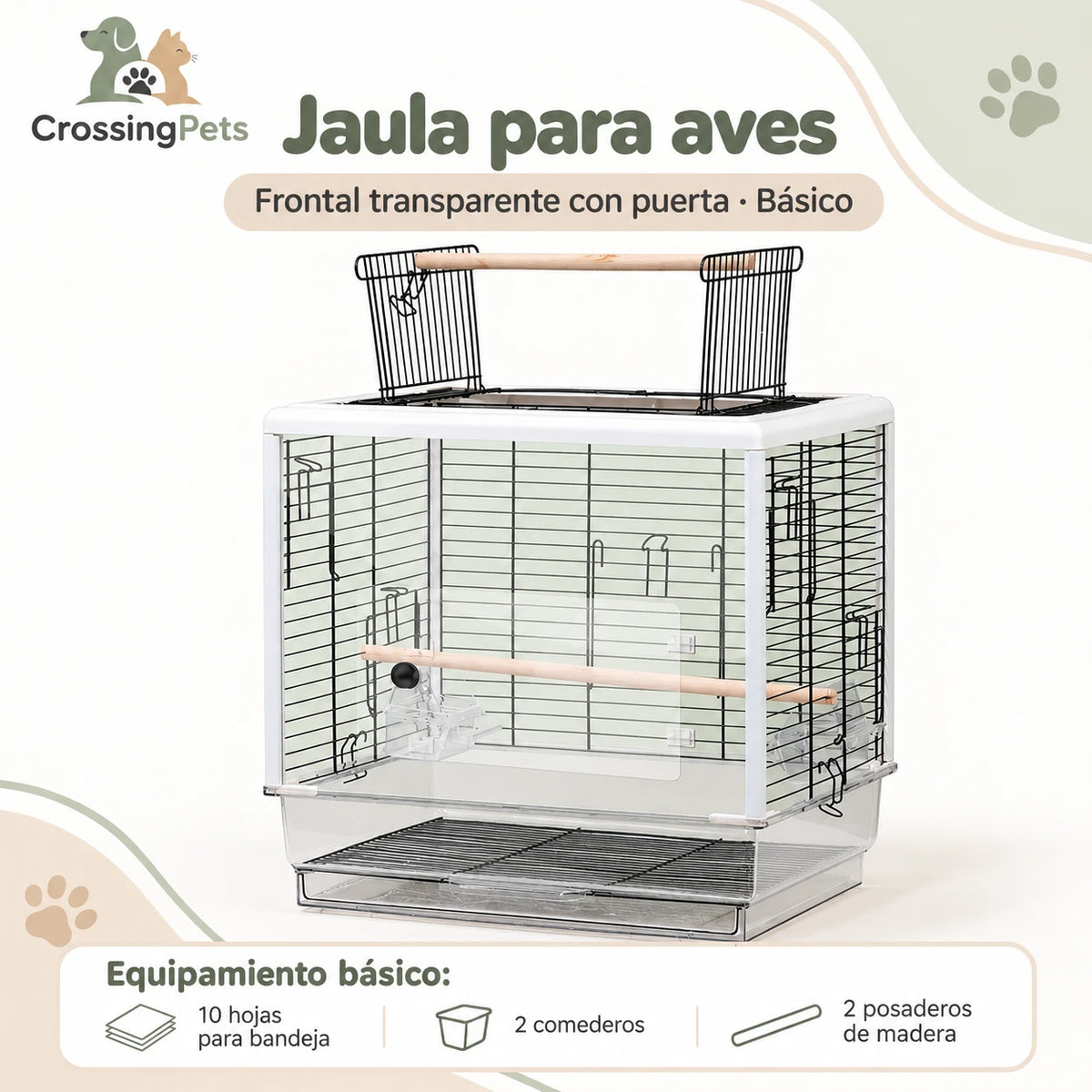 Jaula para aves con apertura superior y bandeja extraíble — CrossingPets · imagen 12