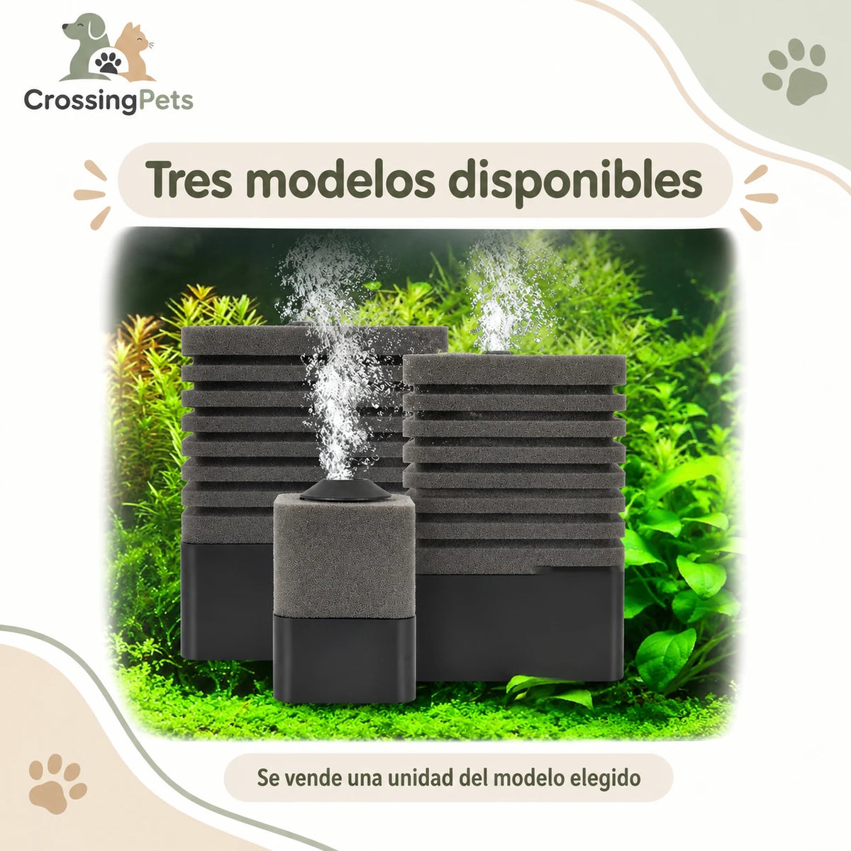 Filtro de esponja para acuario con base de material filtrante — CrossingPets · imagen 5