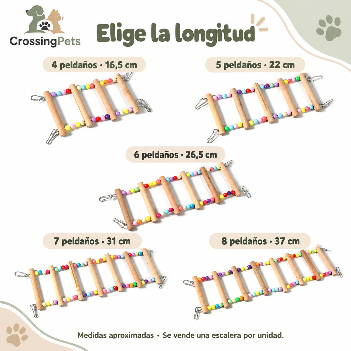 Escalera de madera con cuentas de colores para aves — CrossingPets · imagen 7