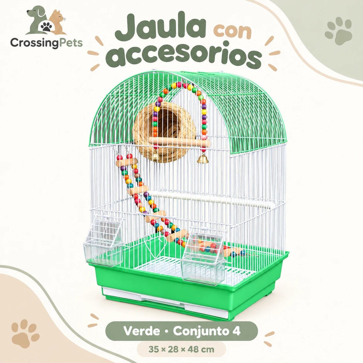 Jaula compacta para aves con accesorios — CrossingPets · imagen 4