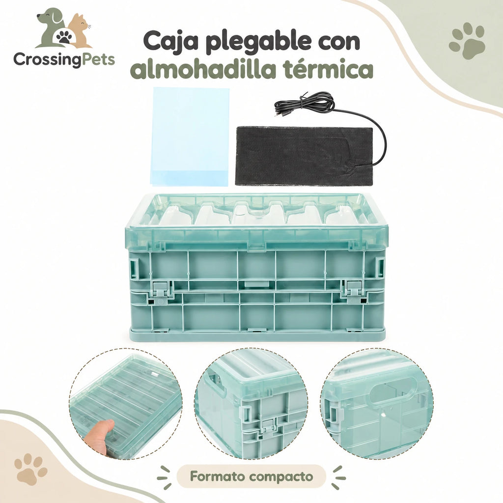 Caja plegable con almohadilla térmica para aves — CrossingPets · imagen 1