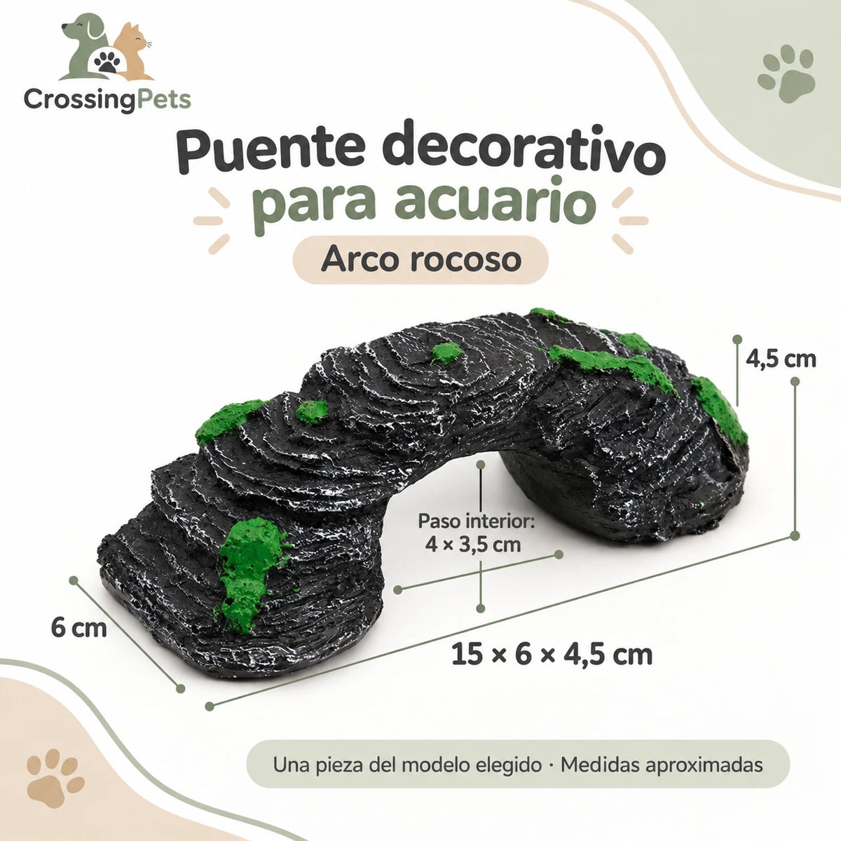 Puentes y refugios decorativos de resina para acuario — CrossingPets · imagen 4