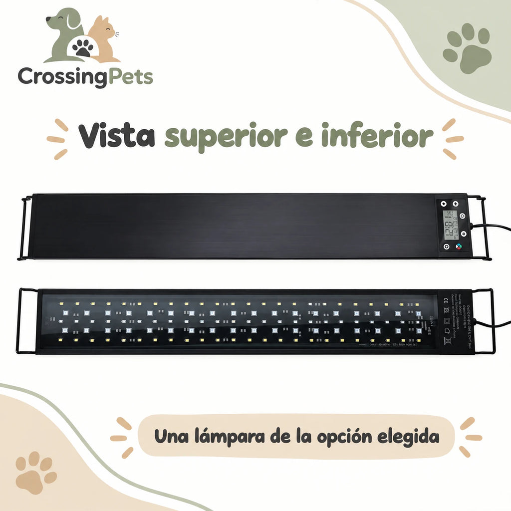 Lámpara LED para acuario con pantalla y soportes extensibles — CrossingPets · imagen 9