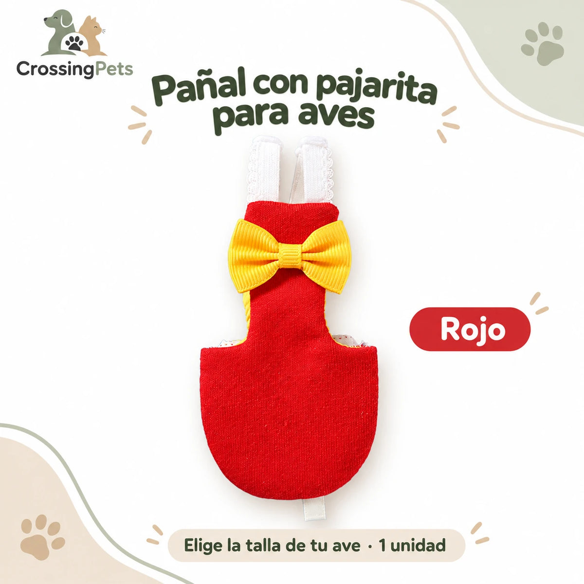 Pañal de tela con pajarita para aves — CrossingPets · imagen 7