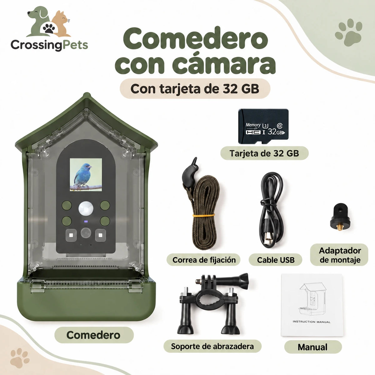 Comedero para aves con cámara y sensor de movimiento — CrossingPets · imagen 4