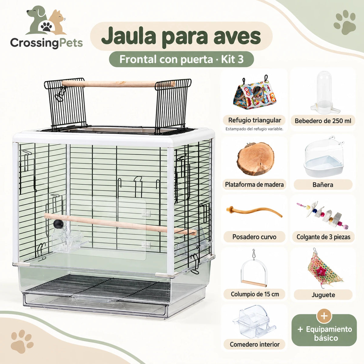 Jaula para aves con apertura superior y bandeja extraíble — CrossingPets · imagen 8