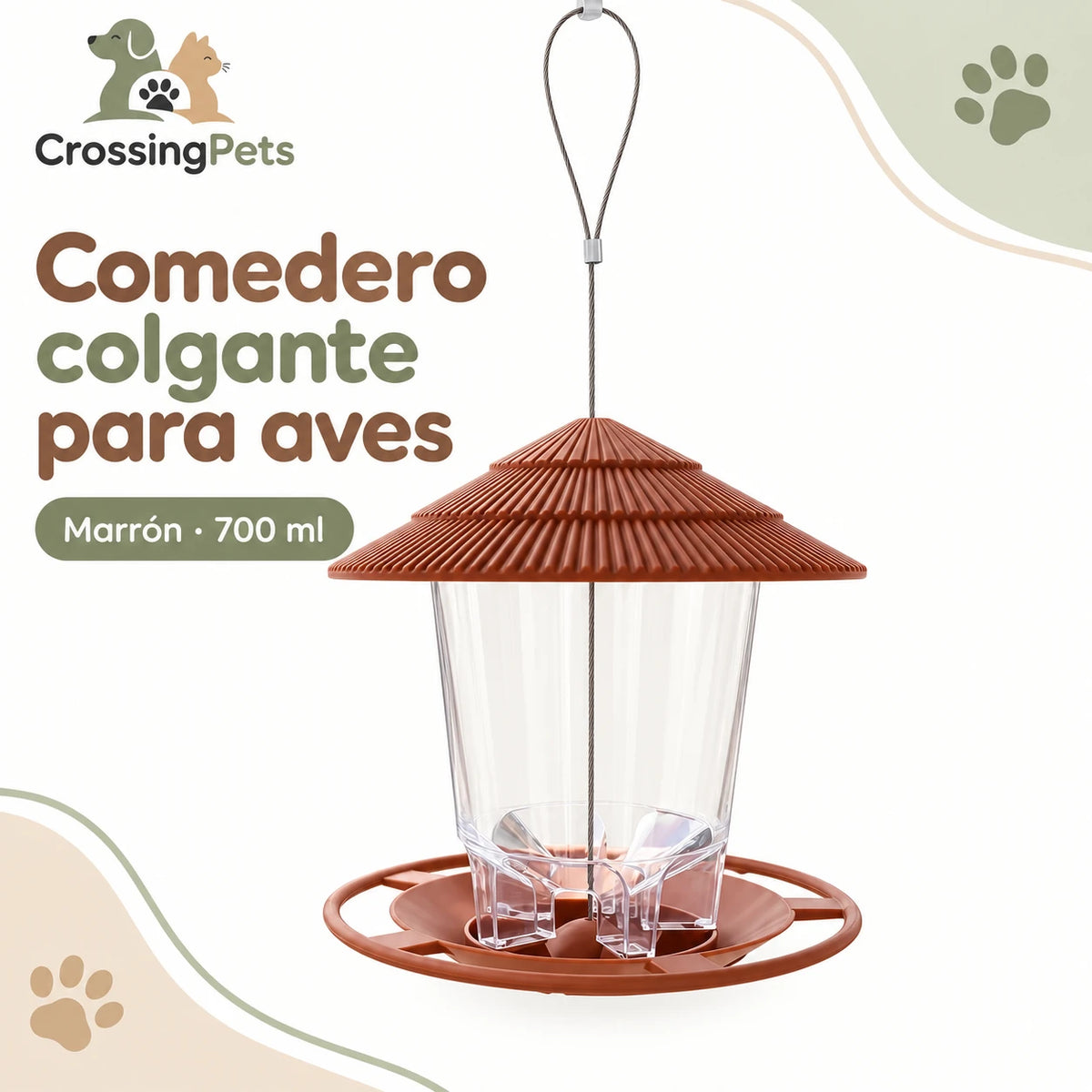 Comedero colgante transparente para aves de 700 ml — CrossingPets · imagen 3