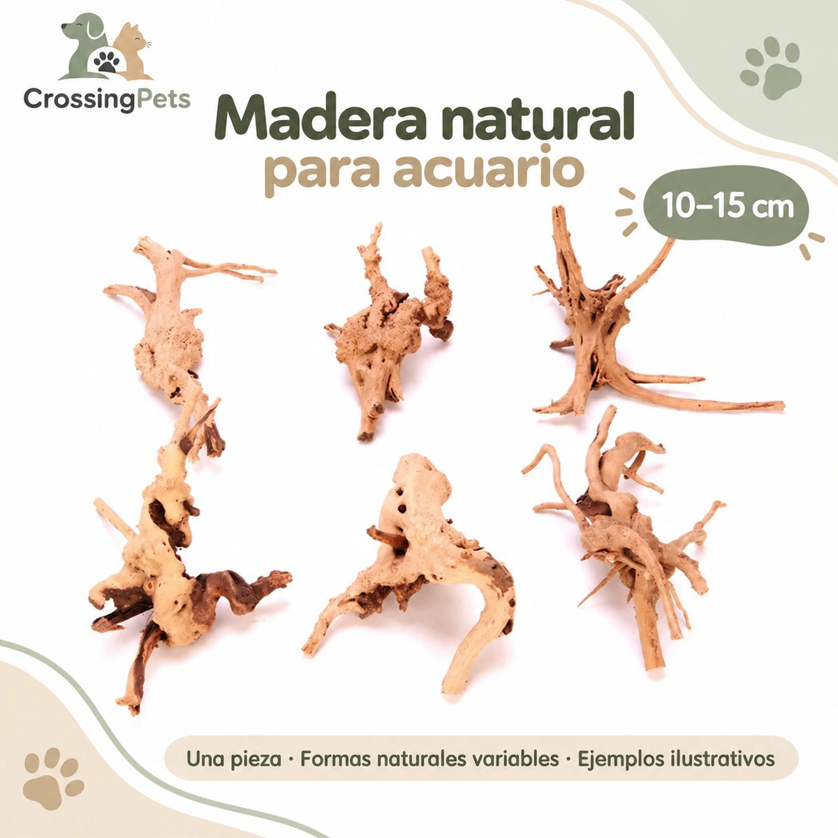 Madera natural decorativa para acuario · 3 tamaños — CrossingPets · imagen 2