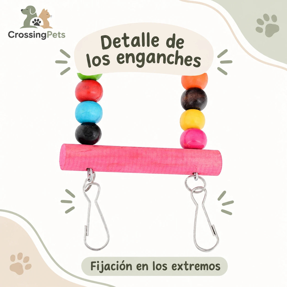 Escalera de madera multicolor para aves en tres tamaños — CrossingPets · imagen 9