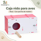 Caja nido para aves con percha y acceso superior — CrossingPets · imagen 1