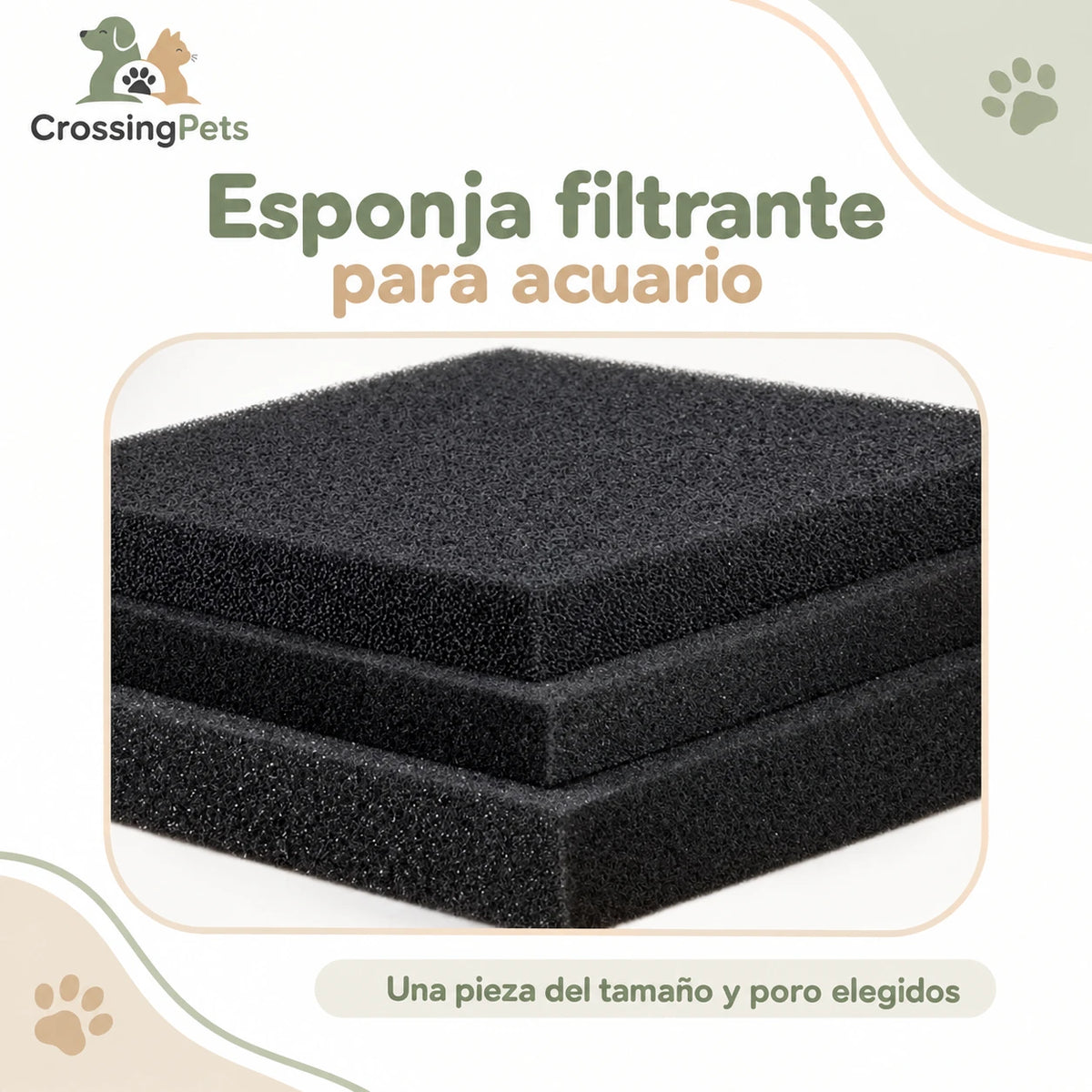 Esponja filtrante recortable para acuario en varios tamaños y poros — CrossingPets · imagen 1
