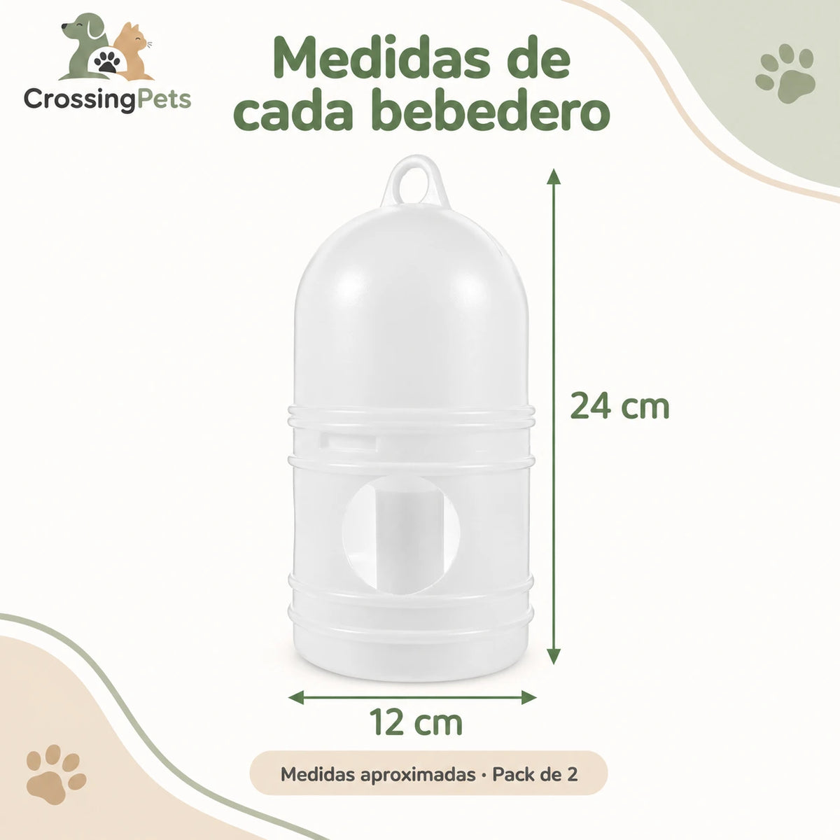 Pack de 2 bebederos blancos para aves de 1 L — CrossingPets · imagen 4