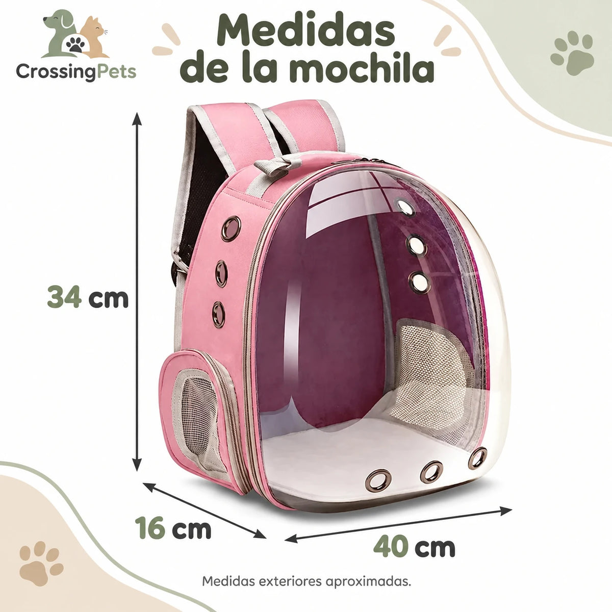 Mochila transportín con frontal transparente — CrossingPets · imagen 6