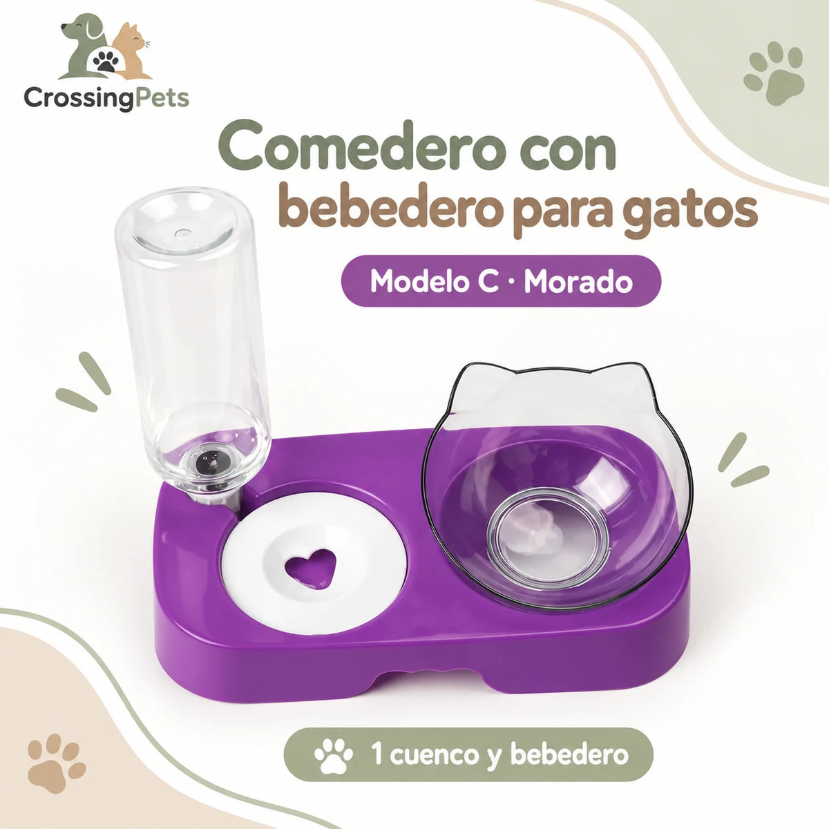 Comedero con bebedero de depósito para gatos — CrossingPets · imagen 11